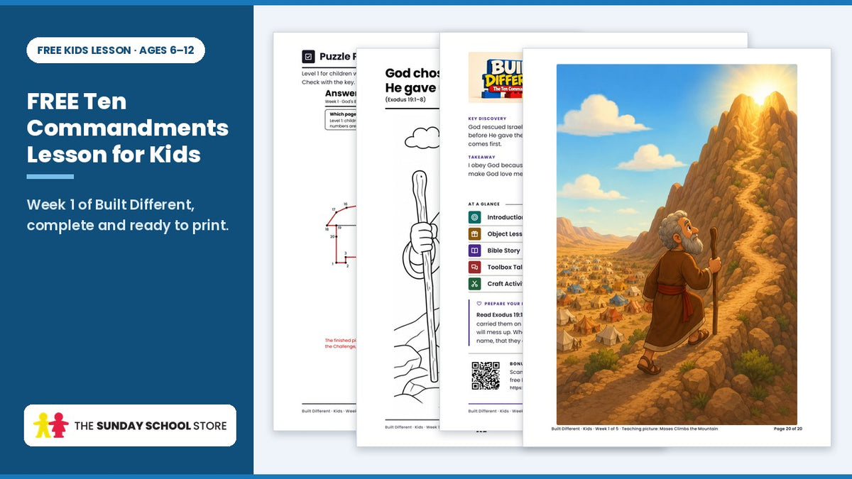 Free Ten Commandments Sunday school lesson for kids ages 6 to 12: Built Different Week 1 pages, ready to print