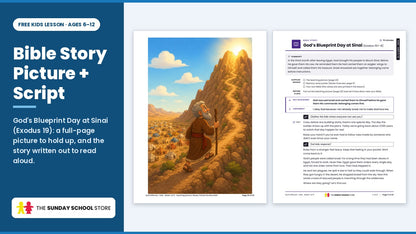Bible story picture and script from the free Ten Commandments Sunday school lesson for kids ages 6 to 12