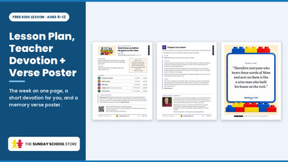 Lesson plan, teacher devotion and verse poster from the free Ten Commandments Sunday school lesson for kids ages 6 to 12