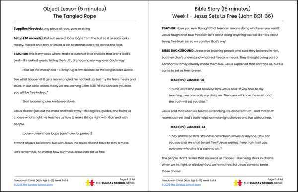 Free July 4th Sunday School Lesson (John 8:36) Jesus Sets Us Free ...