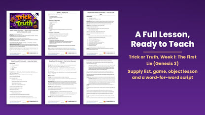 A Full Lesson, Ready to Teach from the free Halloween Sunday school lesson (Trick or Truth Week 1) for kids ages 6 to 12