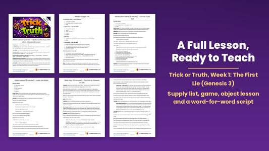 A Full Lesson, Ready to Teach from the free Halloween Sunday school lesson (Trick or Truth Week 1) for kids ages 6 to 12