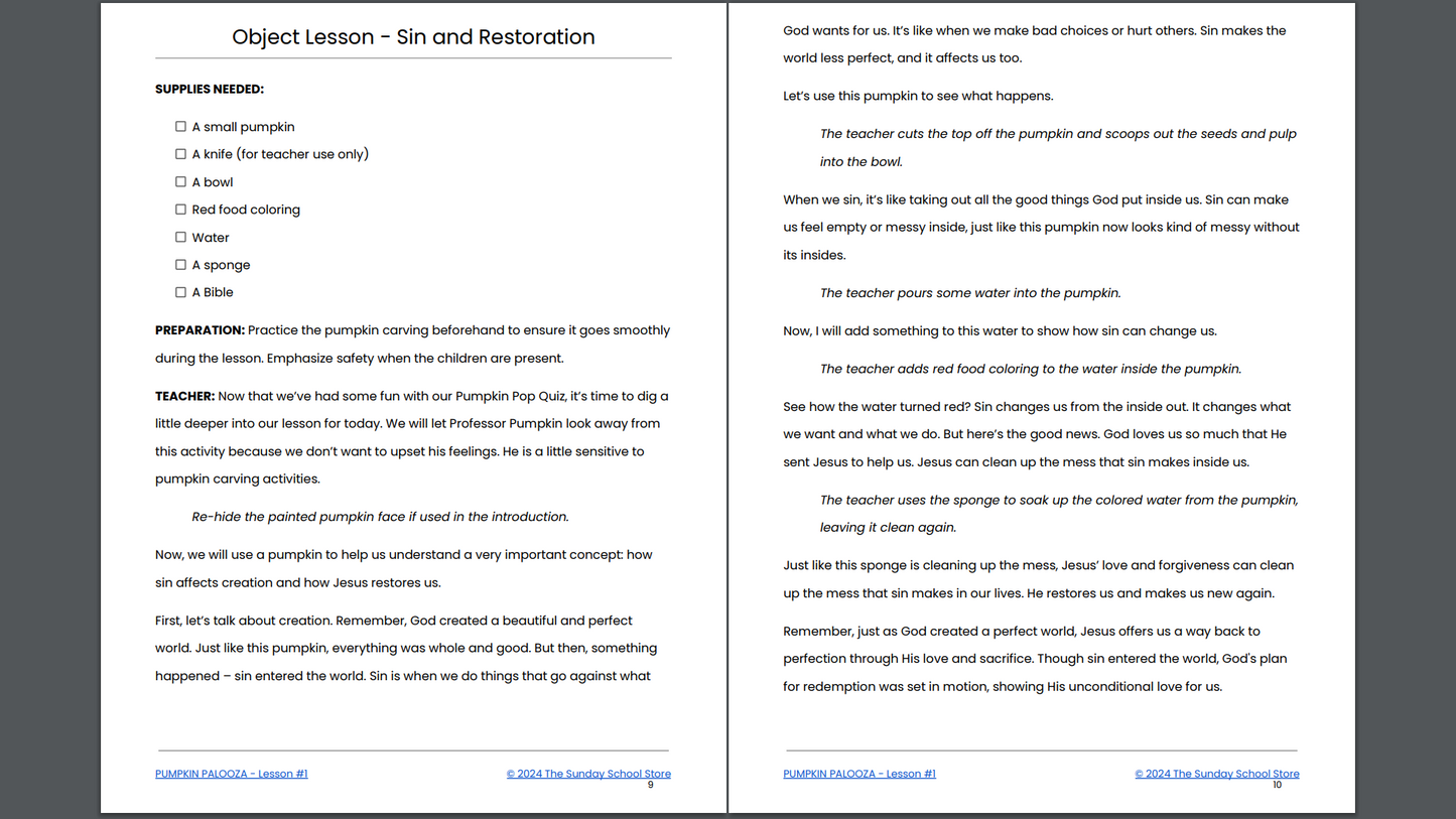 [NEW] PUMPKIN PALOOZA: 4-Lesson Fall Themed Children's Ministry Curriculum