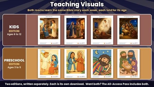 Bible story teaching pictures from the Silent Night Christmas curriculum, Kids and Preschool editions