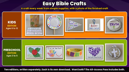 Finished Bible crafts from the Trick or Truth 5-week Sunday school curriculum, Kids edition (ages 6 to 12) and Preschool edition (ages 3 to 5)