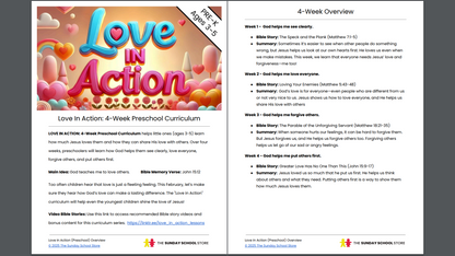 Love In Action Pre-K: 4-Lesson Curriculum for Valentine's Day (ages 3-5)