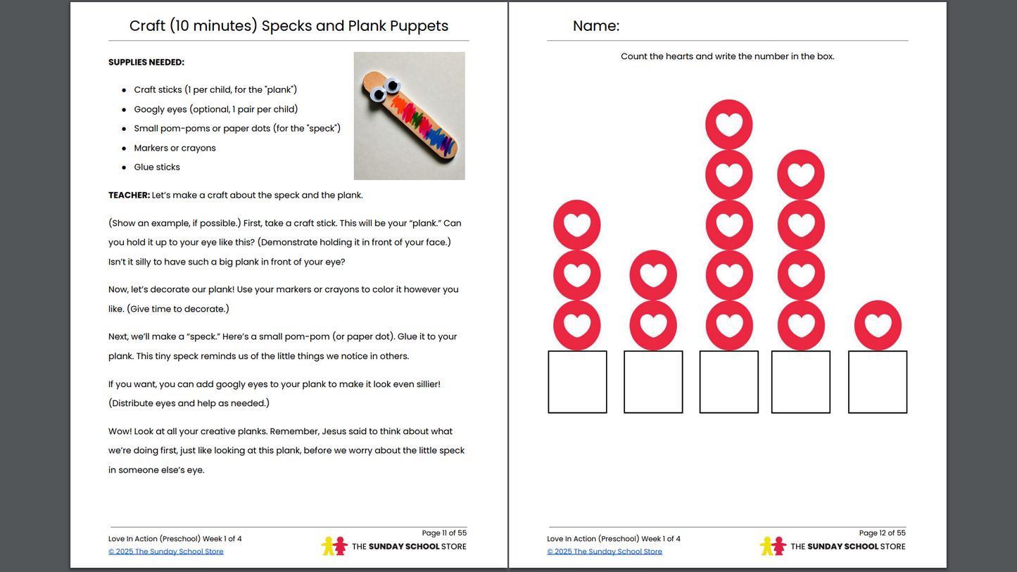 Love In Action Pre-K: 4-Lesson Curriculum for Valentine's Day (ages 3-5)