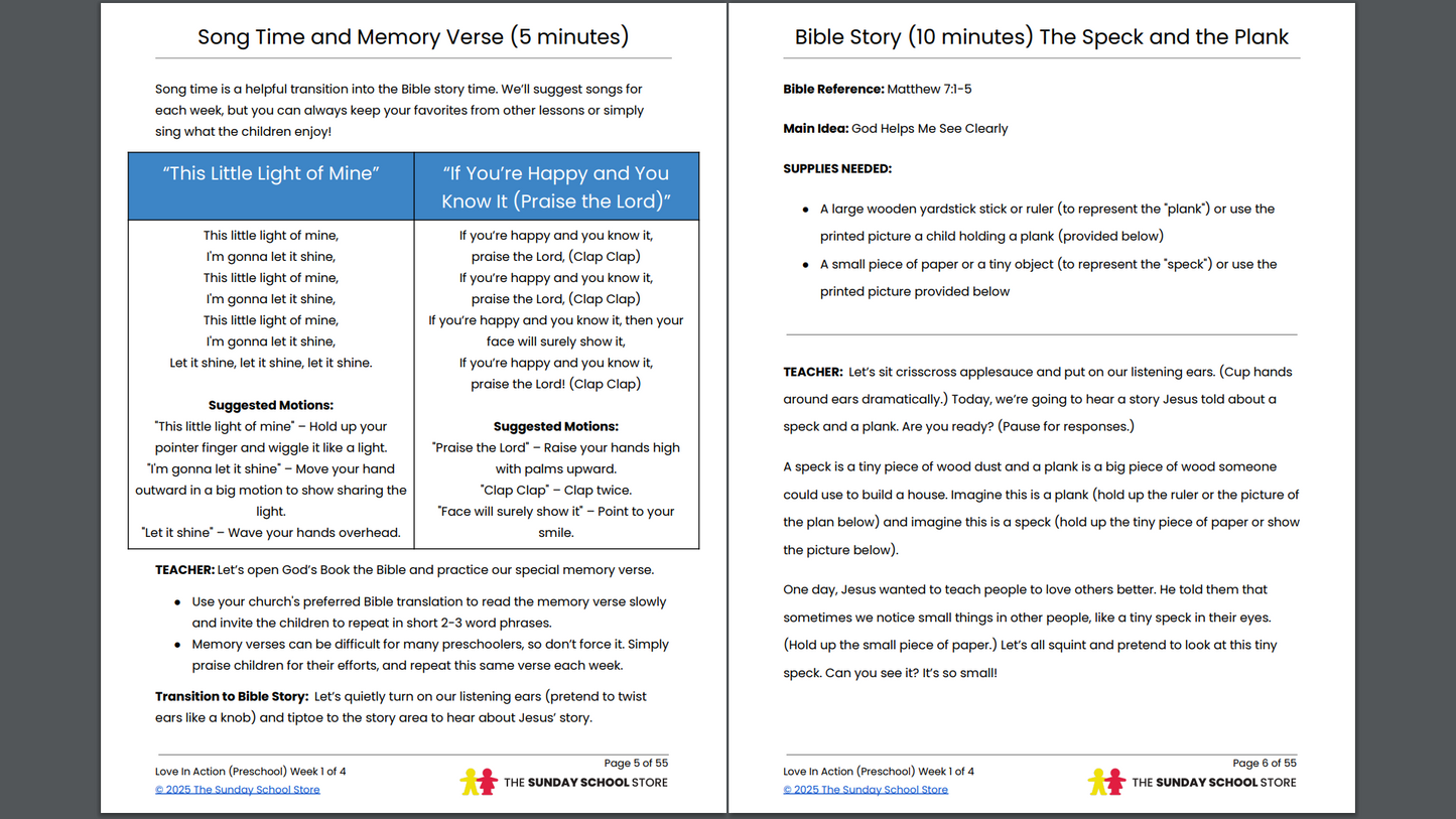 Love In Action Pre-K: 4-Lesson Curriculum for Valentine's Day (ages 3-5)