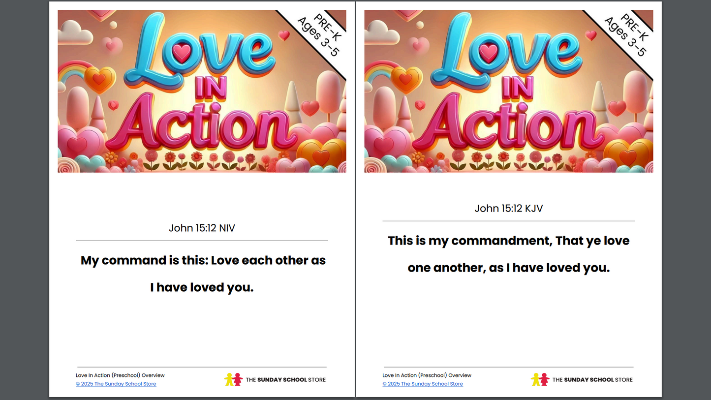 Love In Action Pre-K: 4-Lesson Curriculum for Valentine's Day (ages 3-5)