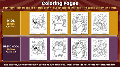 Wise Up Sunday School curriculum: a Bible coloring page for every week, shared by the Kids and Preschool editions