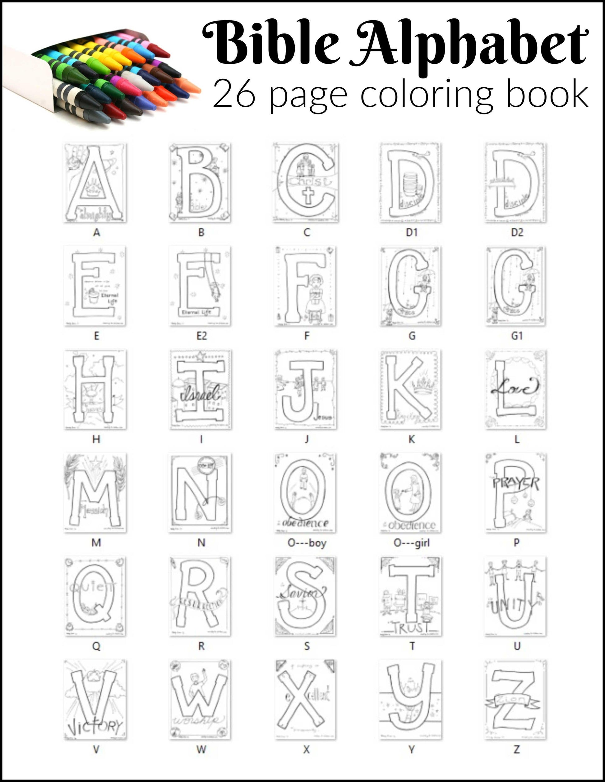 Bible Alphabet Coloring Pages (26 pages) download only - Sunday School Store 