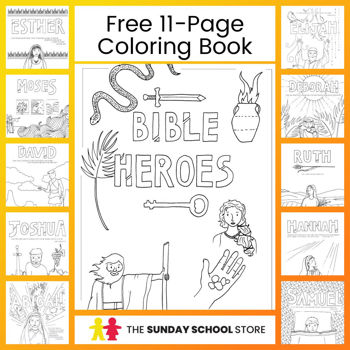 Bible Heroes Coloring Book (Free 11-Page Download) - Sunday School Store 