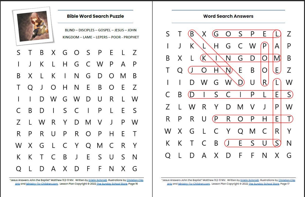 Jesus Answers John the Baptist (Matthew 11:2-11) Printable Bible Lesso – Sunday School Store jesus-answers-john-the-baptist-matthew-11-2-11-printable-bible-lesso-sunday-school-store