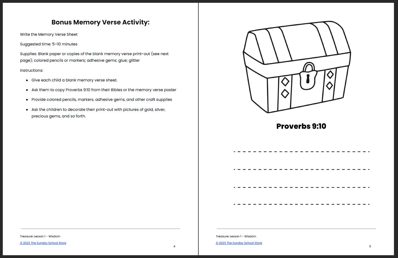 Treasure: 3-Lesson Sunday School Curriculum for Kids