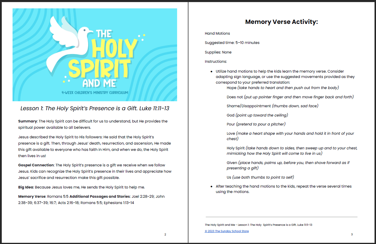 The Holy Spirit and Me: Free Week #1 Sample Lesson