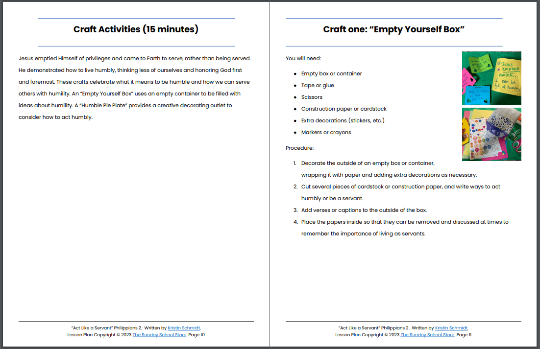 The Humility of Jesus (Philippians 2: 1-11) Printable Bible Lesson & Sunday School Activities