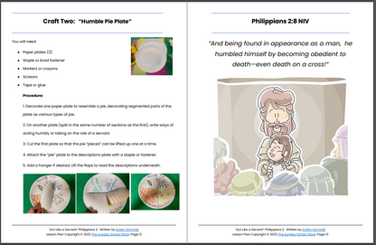 The Humility of Jesus (Philippians 2: 1-11) Printable Bible Lesson & Sunday School Activities