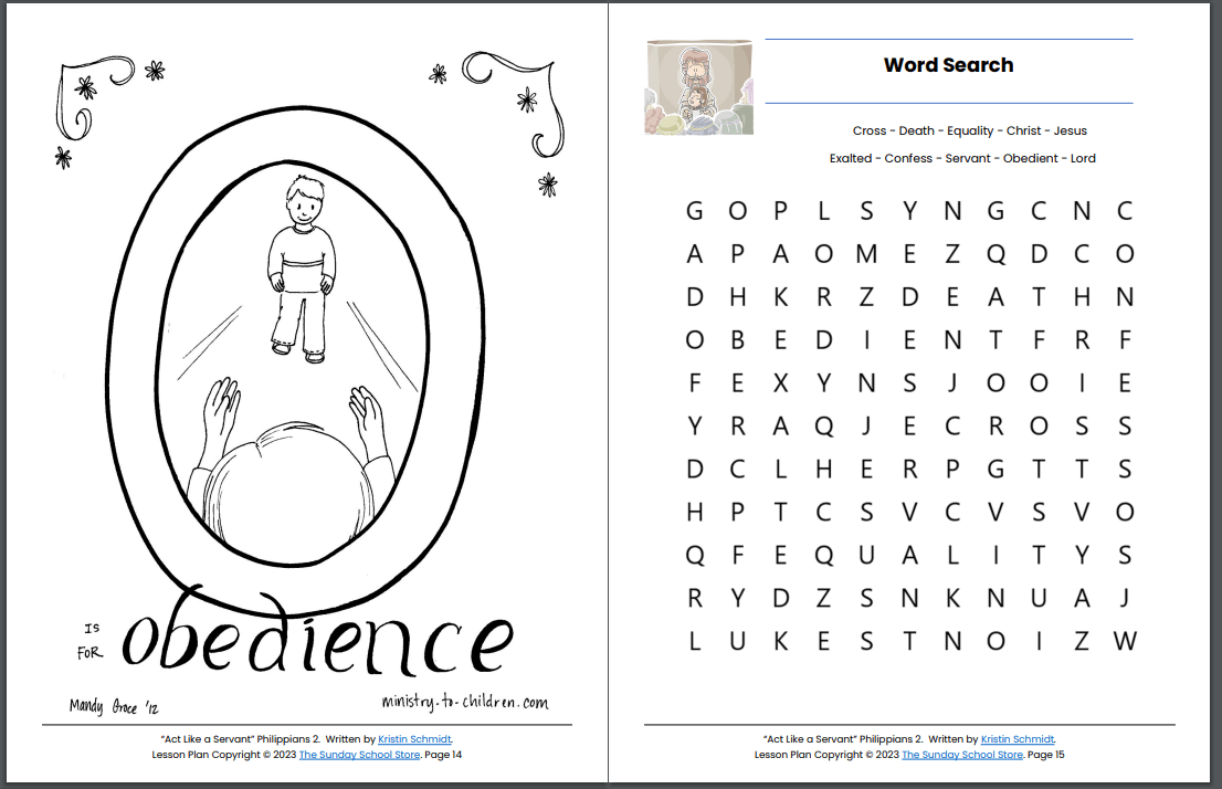 The Humility of Jesus (Philippians 2: 1-11) Printable Bible Lesson & Sunday School Activities