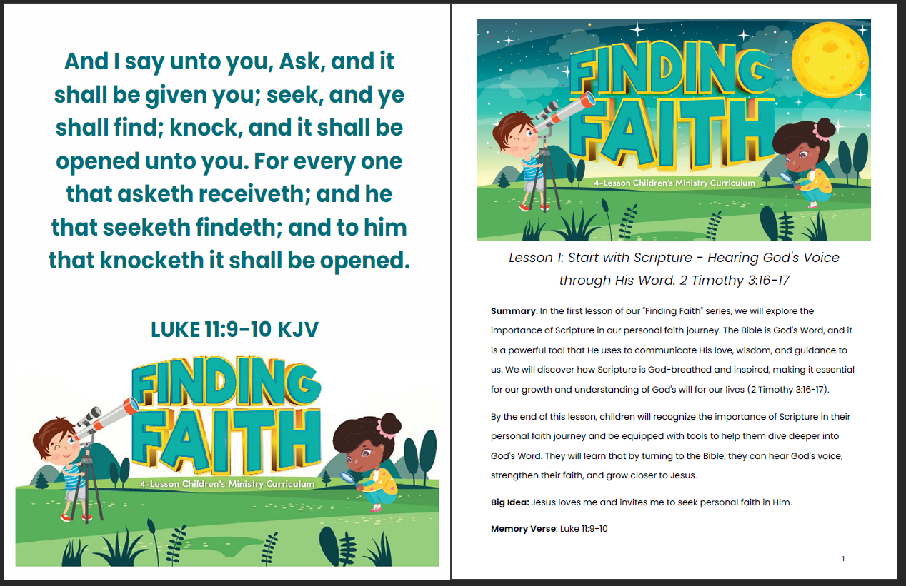 Finding Faith: 4-Week Children's Ministry Curriculum