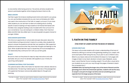 The Faith of Joseph: 4-Week Children's Ministry Curriculum