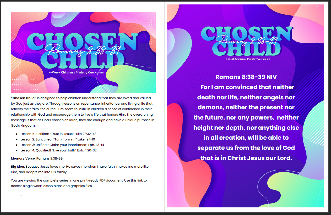 Chosen Child: 4-Week Children's Ministry Curriculum