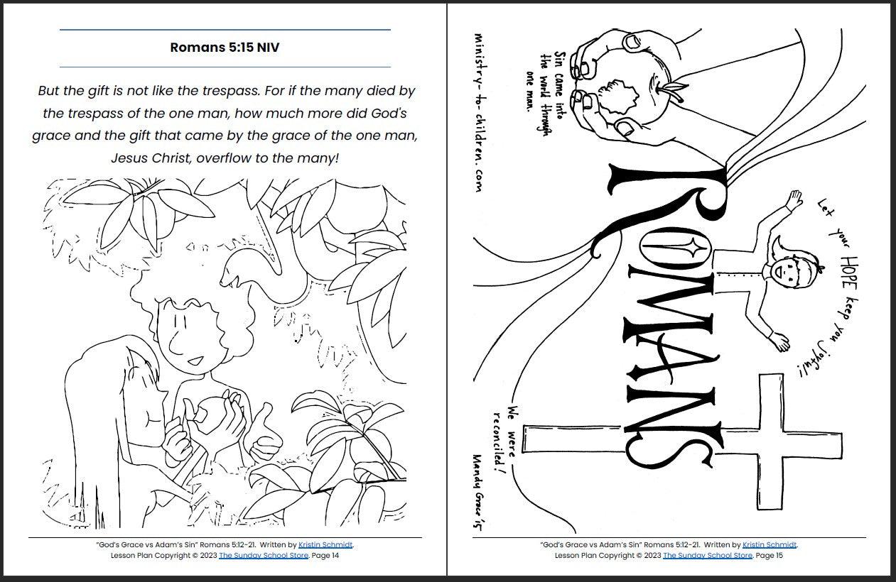 God's Grace vs. Adam's Sin (Romans 5:12-21) Printable Bible Lesson & S ...