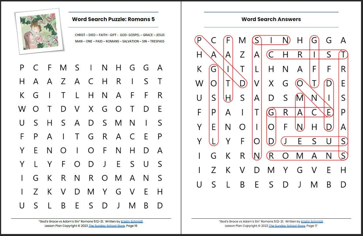 god-s-grace-vs-adam-s-sin-romans-5-12-21-printable-bible-lesson-s-sunday-school-store for Free Printable Bible Study On Romans God's Grace vs. Adam's Sin (Romans 5:12-21) Printable Bible Lesson & S – Sunday School Store for Free Printable Bible Study On Romans