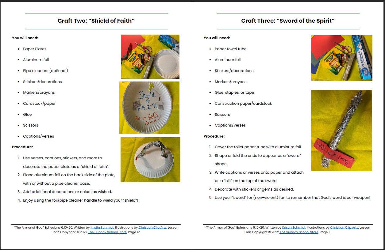 The Armor of God (Ephesians 6:10-20) Printable Bible Lesson & Sunday School Activities - Sunday School Store 