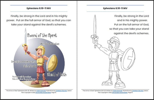The Armor of God (Ephesians 6:10-20) Printable Bible Lesson & Sunday School Activities - Sunday School Store 