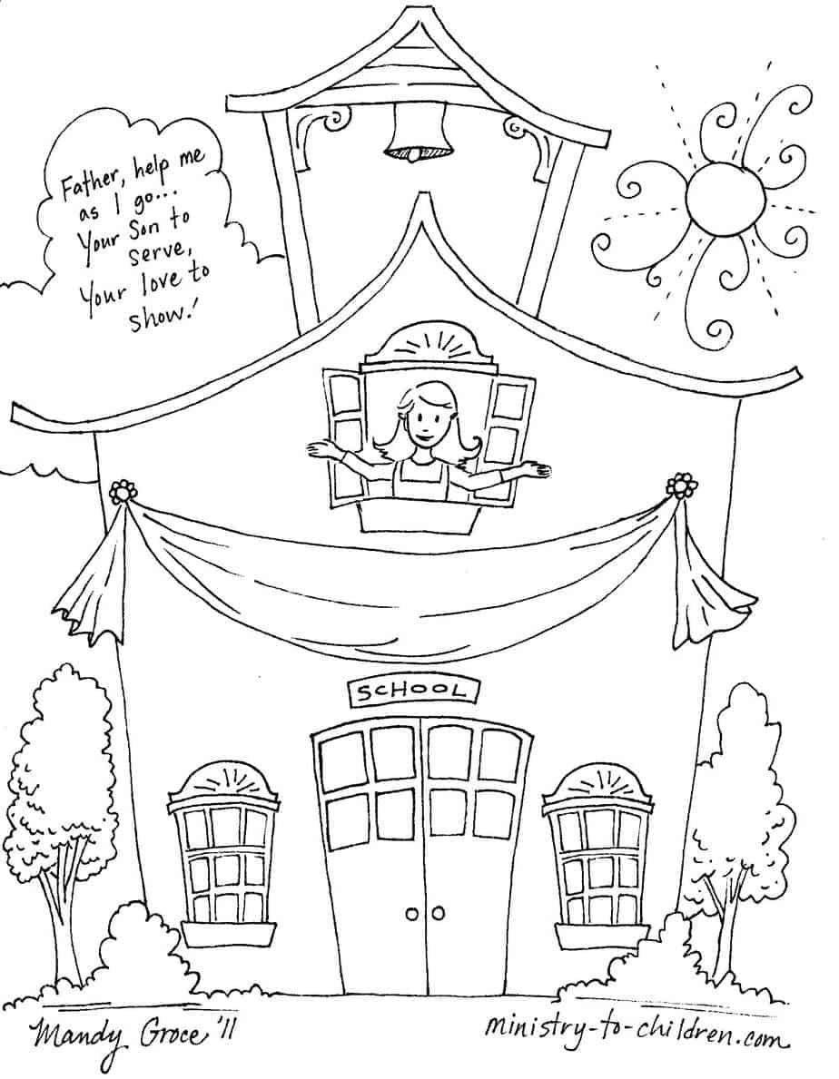 children in church coloring pages