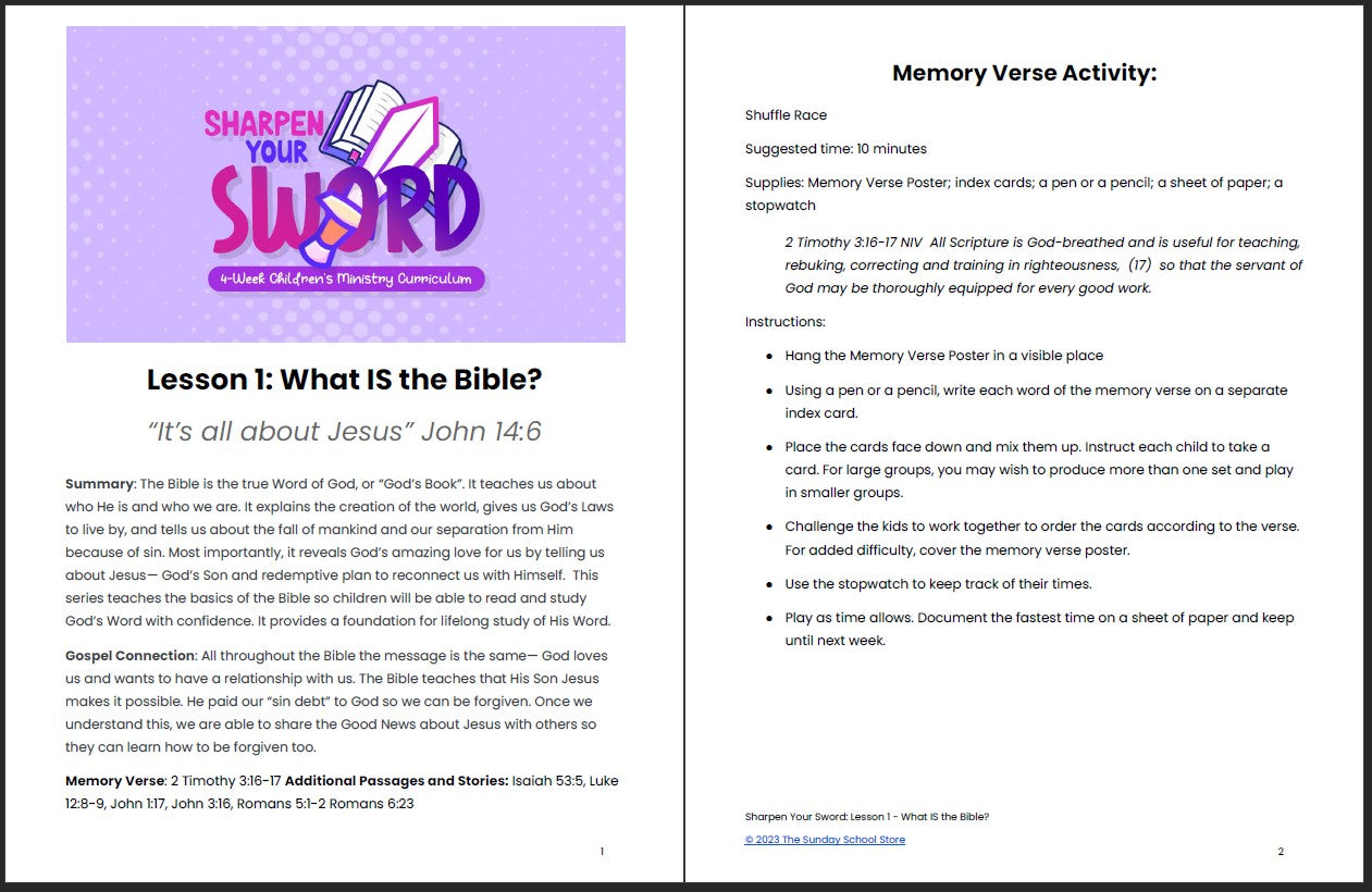 Sharpen Your Sword: 4-Week Children's Ministry Curriculum