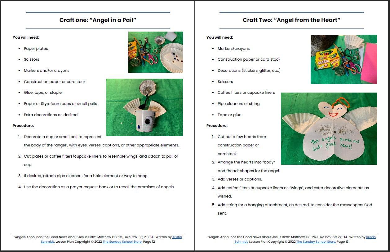Angels Announce the Good News about Jesus Birth (Matthew 1:18-25) Printable Bible Lesson & Sunday School Activities