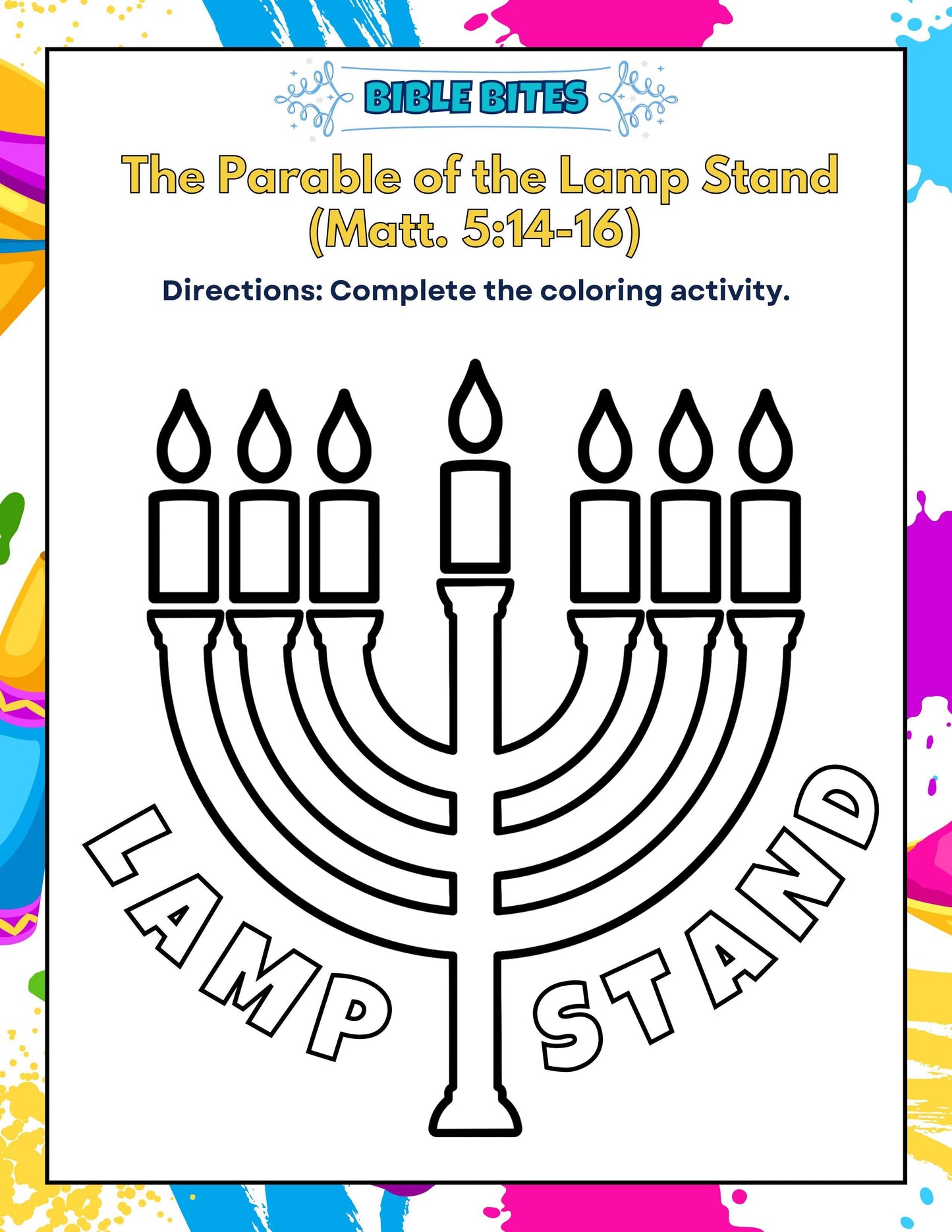 Parable of the Lamp Stand Bible Bites Sample Lesson (free download) - Sunday School Store 