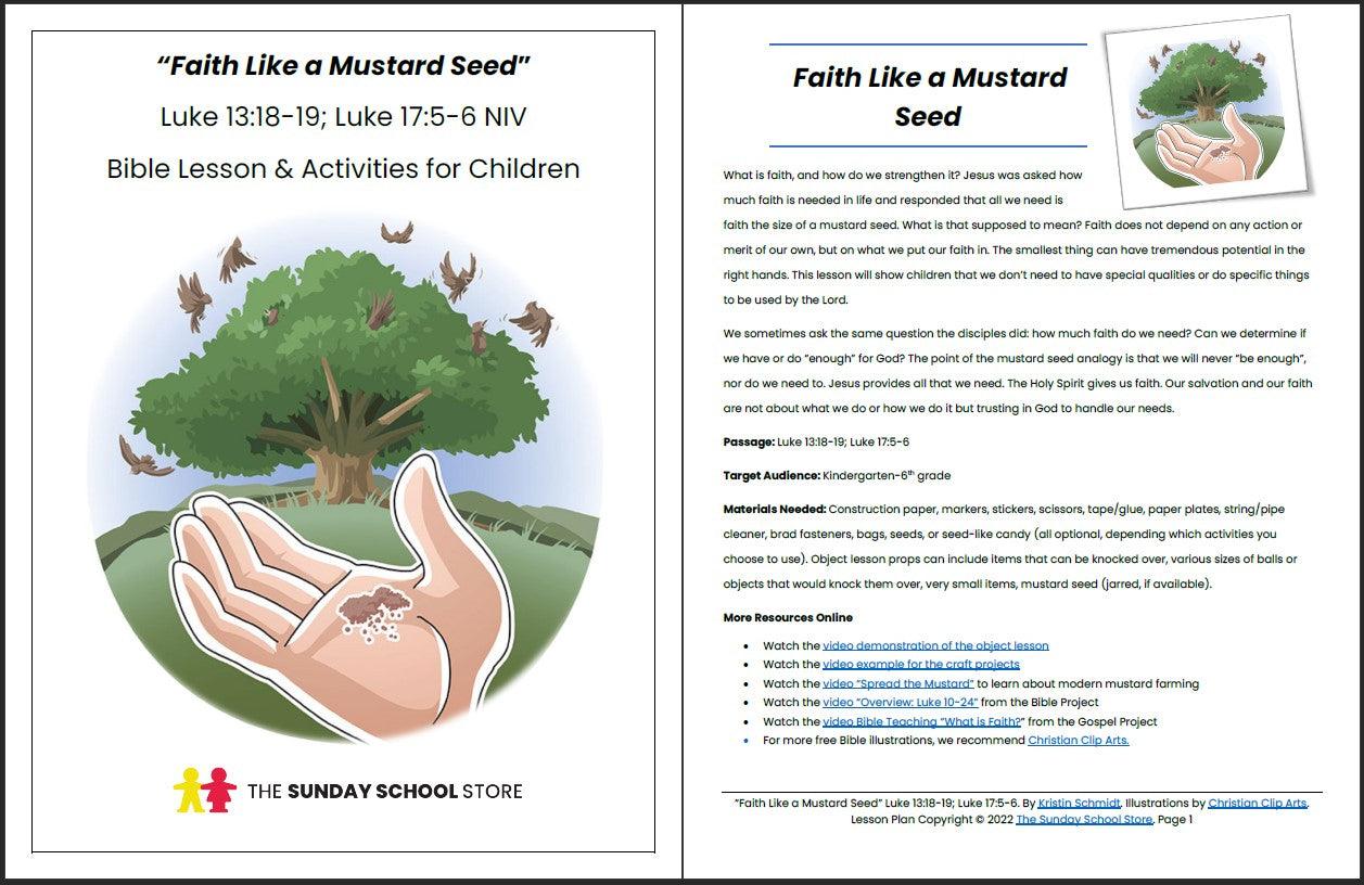 Faith Like a Mustard Seed (Luke 13 & 17) Printable Bible Lesson & Sunday School Activities - Sunday School Store 
