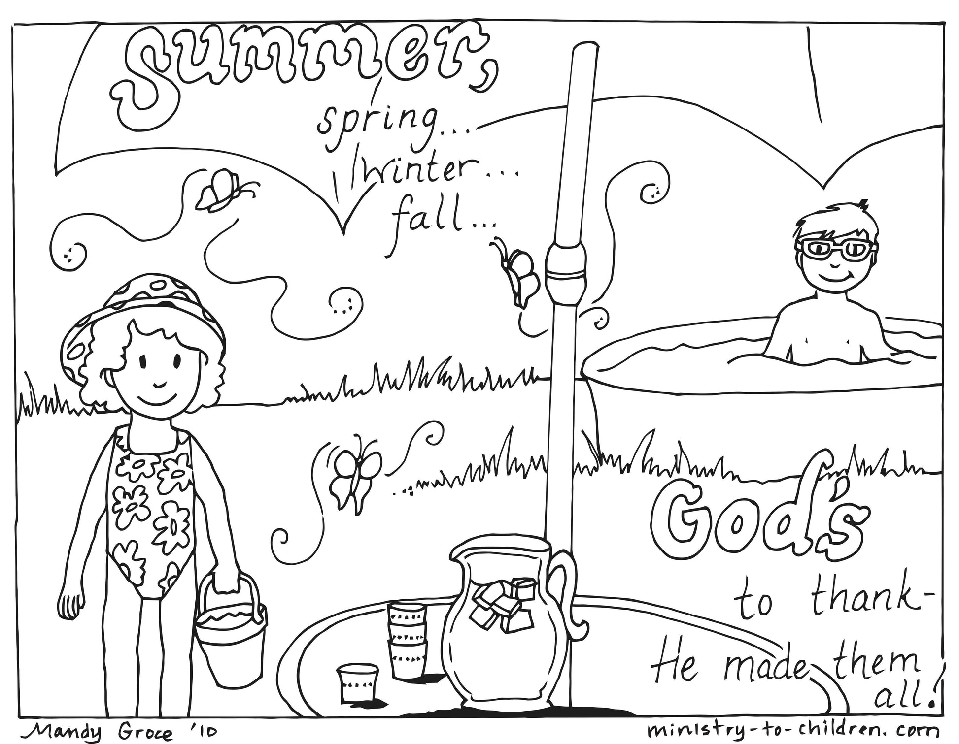 Summer Coloring Pages (FREE) Give God Thanks for Summertime  (download only) - Sunday School Store 