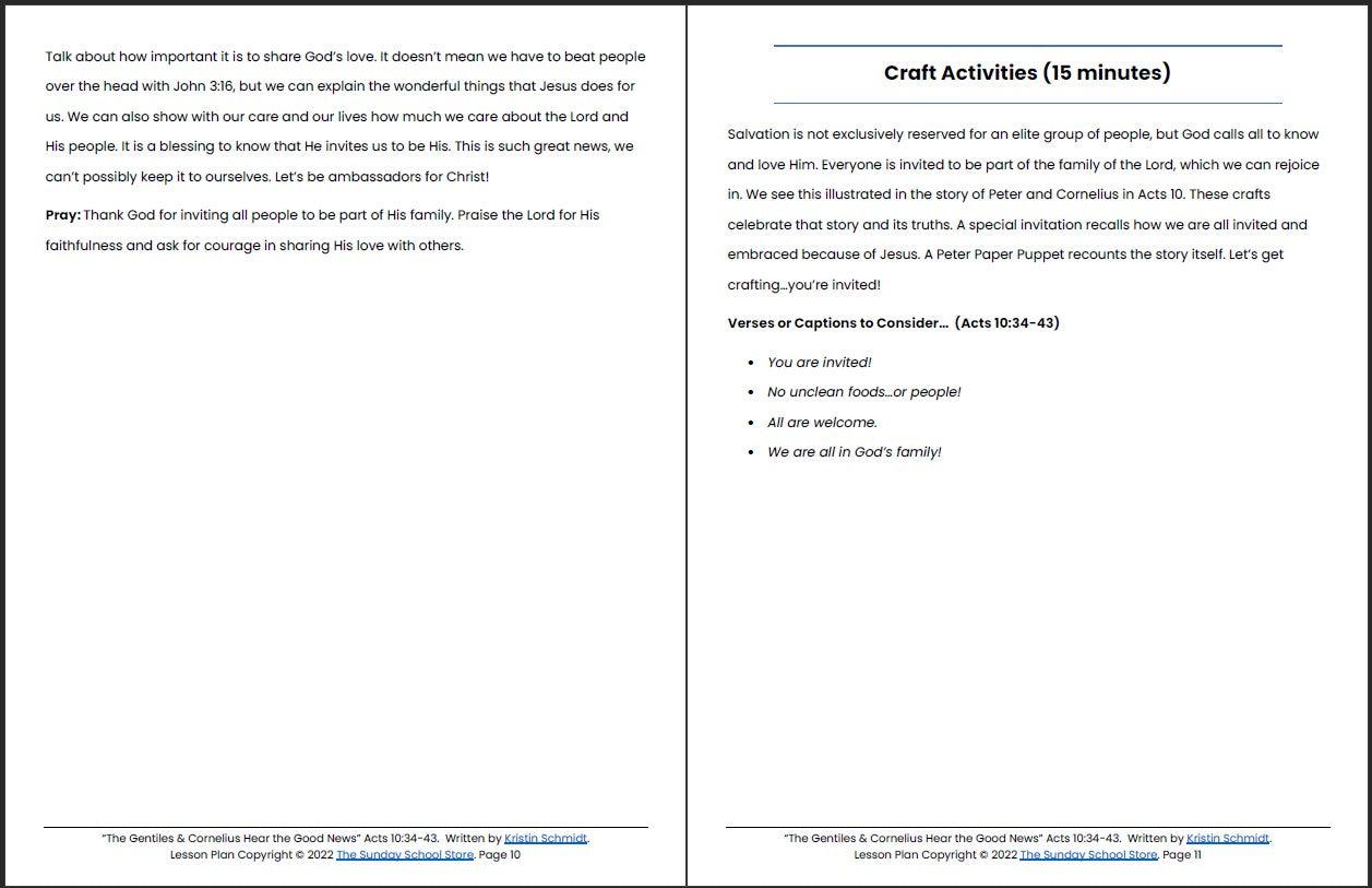 The Gentiles & Cornelius Hear the Good News (Acts 10:34-43) Printable Bible Lesson & Sunday School Activities