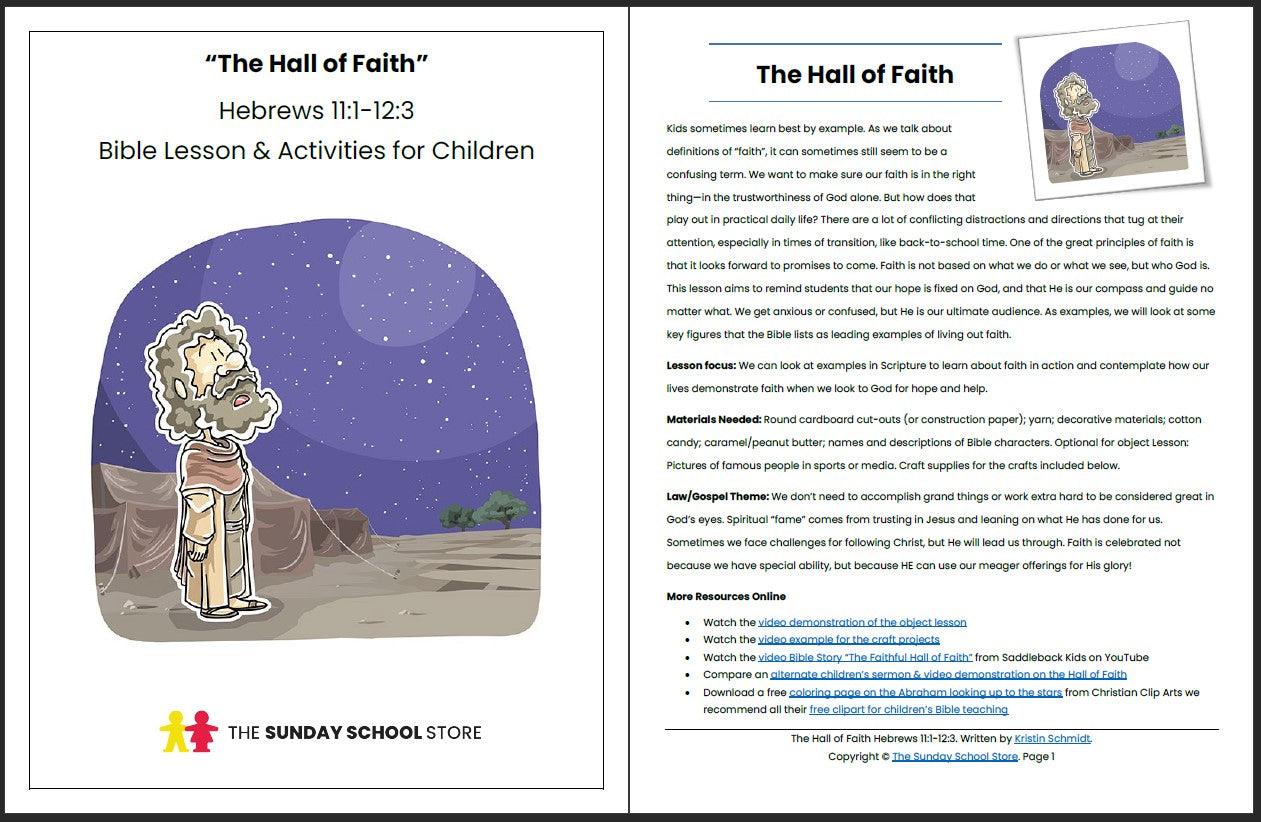 The Hall of Faith (Hebrews 11:1-12:3) Printable Bible Lesson & Sunday School Activities - Sunday School Store 