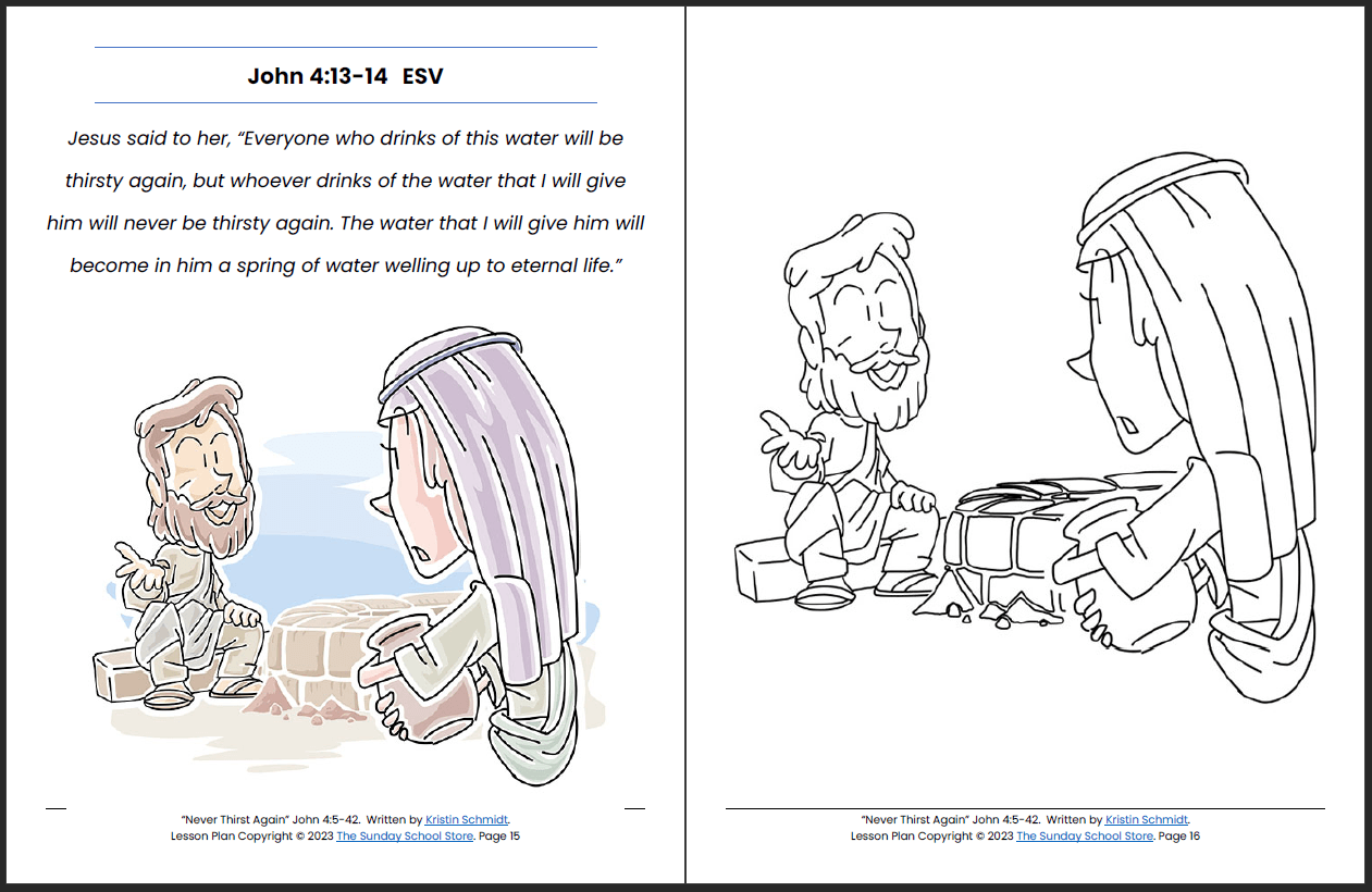 Jesus and the Woman at the Well (John 4) Printable Bible Lesson & Sund ...