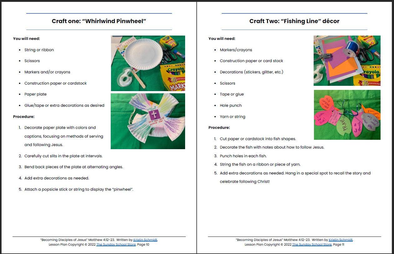 Becoming Disciples of Jesus (Matthew 4:12-23) Printable Bible Lesson & Sunday School Activities