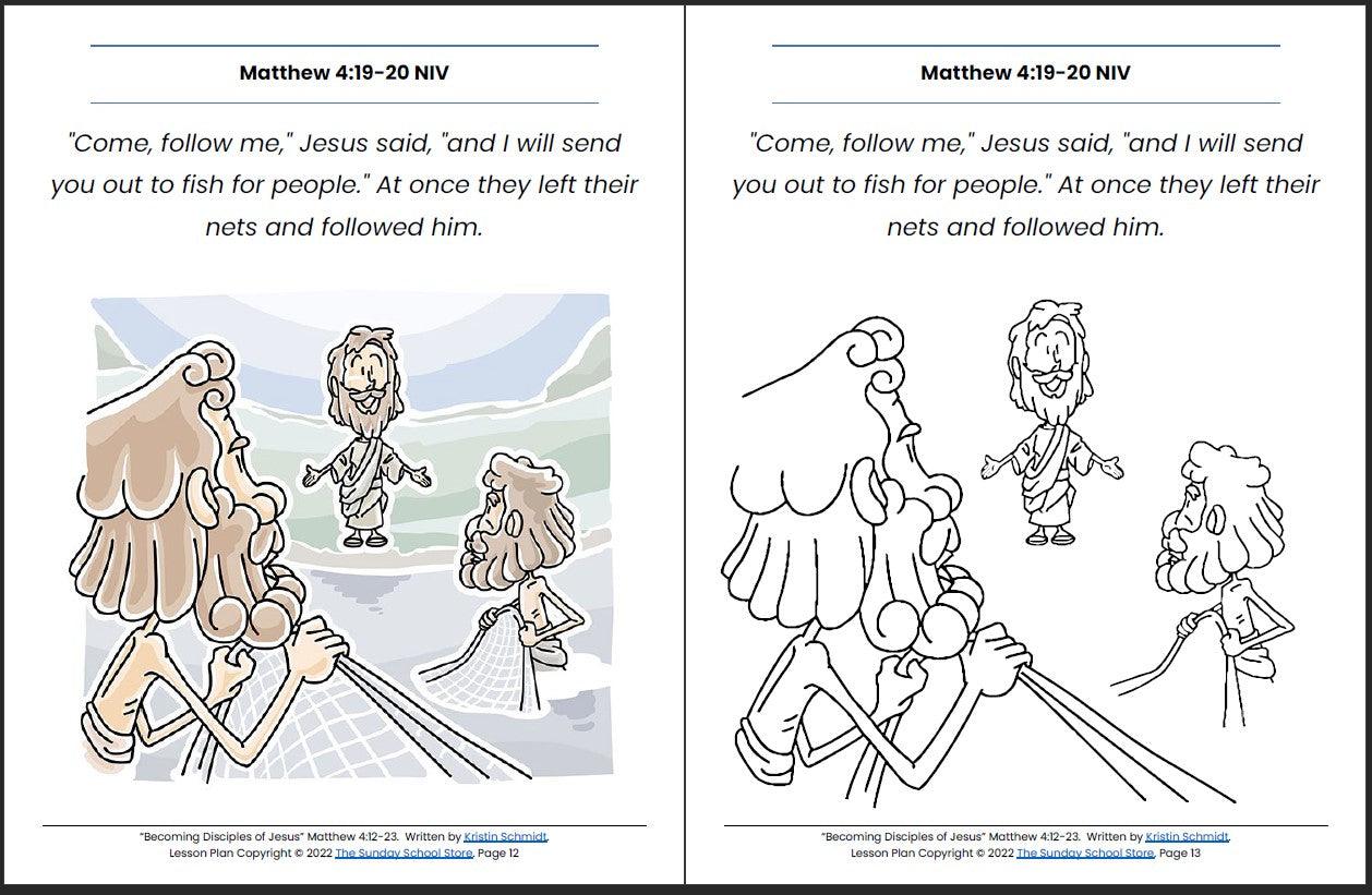 Becoming Disciples of Jesus (Matthew 4:12-23) Printable Bible Lesson ...