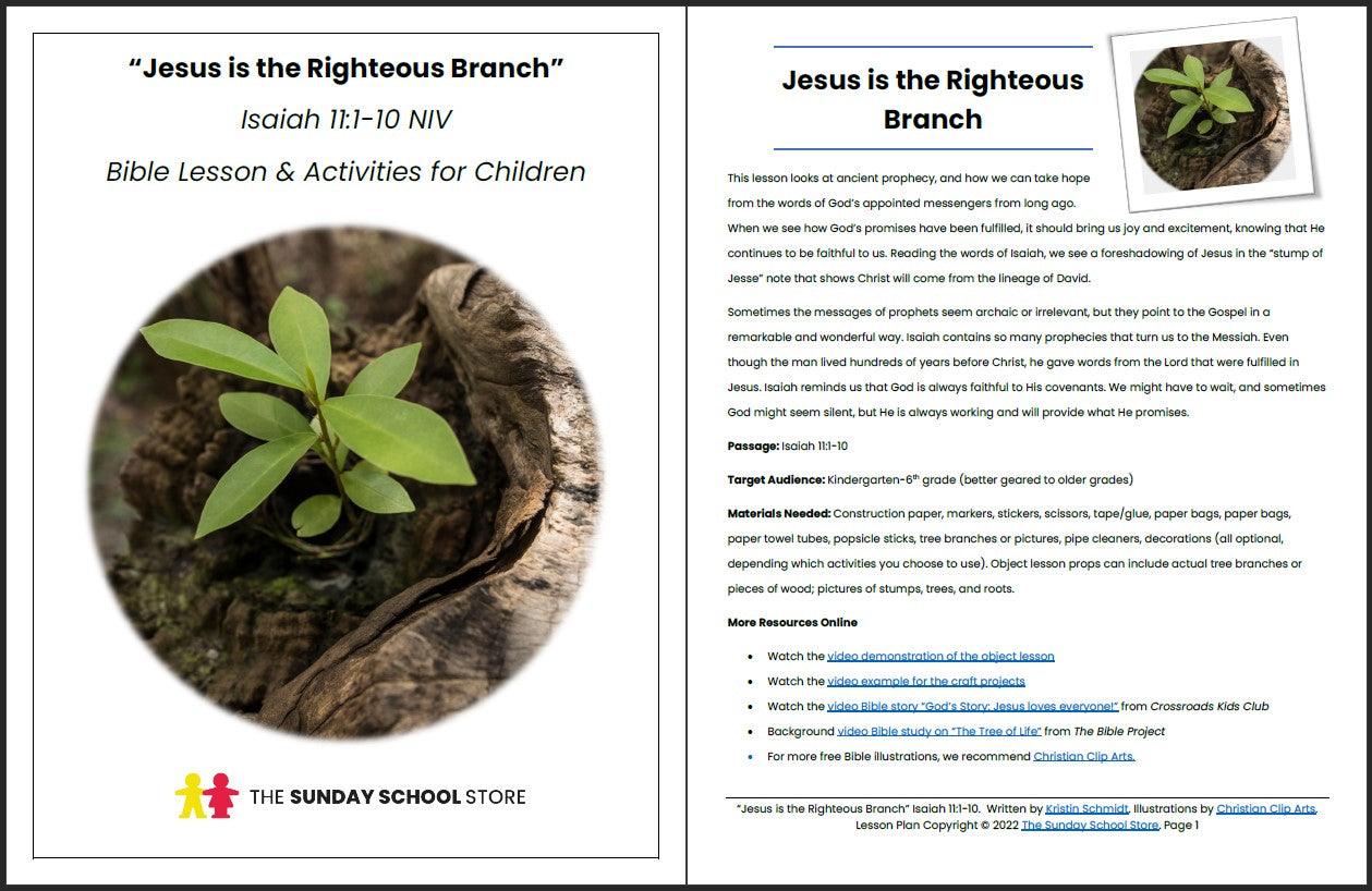 Jesus is the Righteous Branch (Isaiah 11:1-10) Printable Bible Lesson & Sunday School Activities - Sunday School Store 