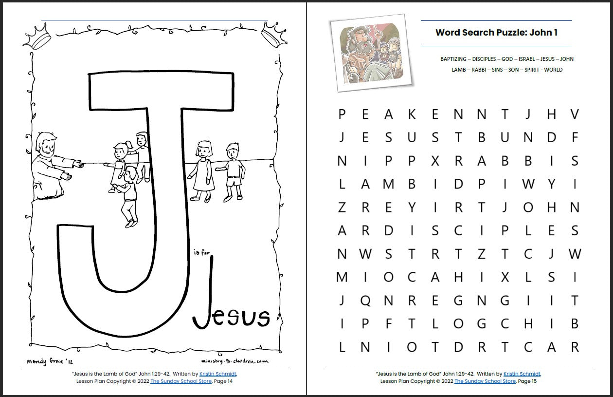Jesus is the Lamb of God (John 1:29-42) Printable Bible Lesson & Sunday School Activities