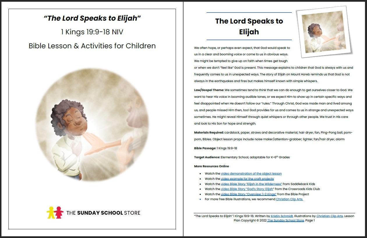 The Lord Speaks to Elijah (1 Kings 19:9-18) Printable Bible Lesson & Sunday School Activities - Sunday School Store 