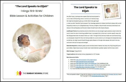 The Lord Speaks to Elijah (1 Kings 19:9-18) Printable Bible Lesson & Sunday School Activities - Sunday School Store 