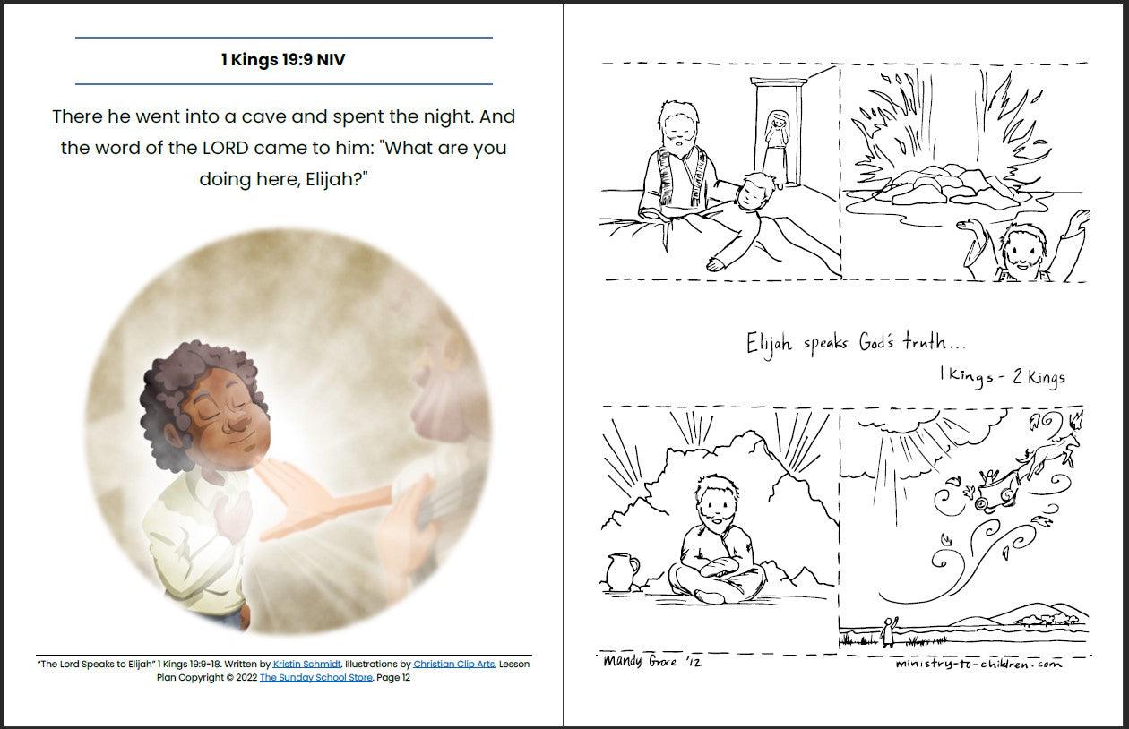 The Lord Speaks to Elijah (1 Kings 19:9-18) Printable Bible Lesson & Sunday School Activities - Sunday School Store 