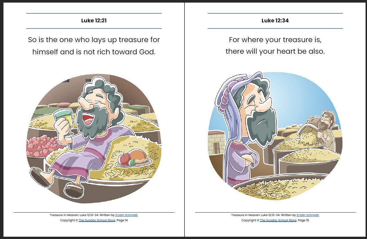 Treasure in Heaven (Luke 12:13-34) Printable Bible Lesson & Sunday School Activities - Sunday School Store 