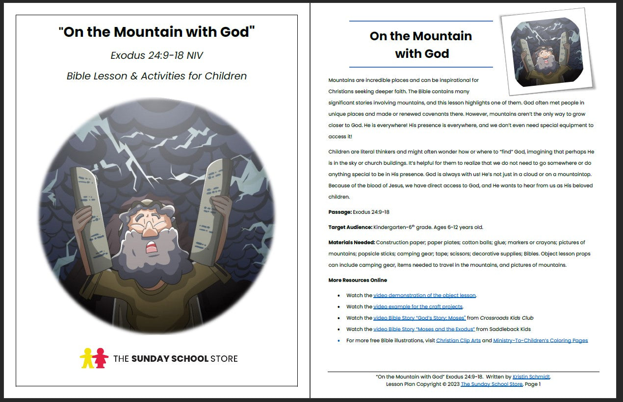 On the Mountain with God (Exodus 24:9-18) Printable Bible Lesson & Sunday School Activities