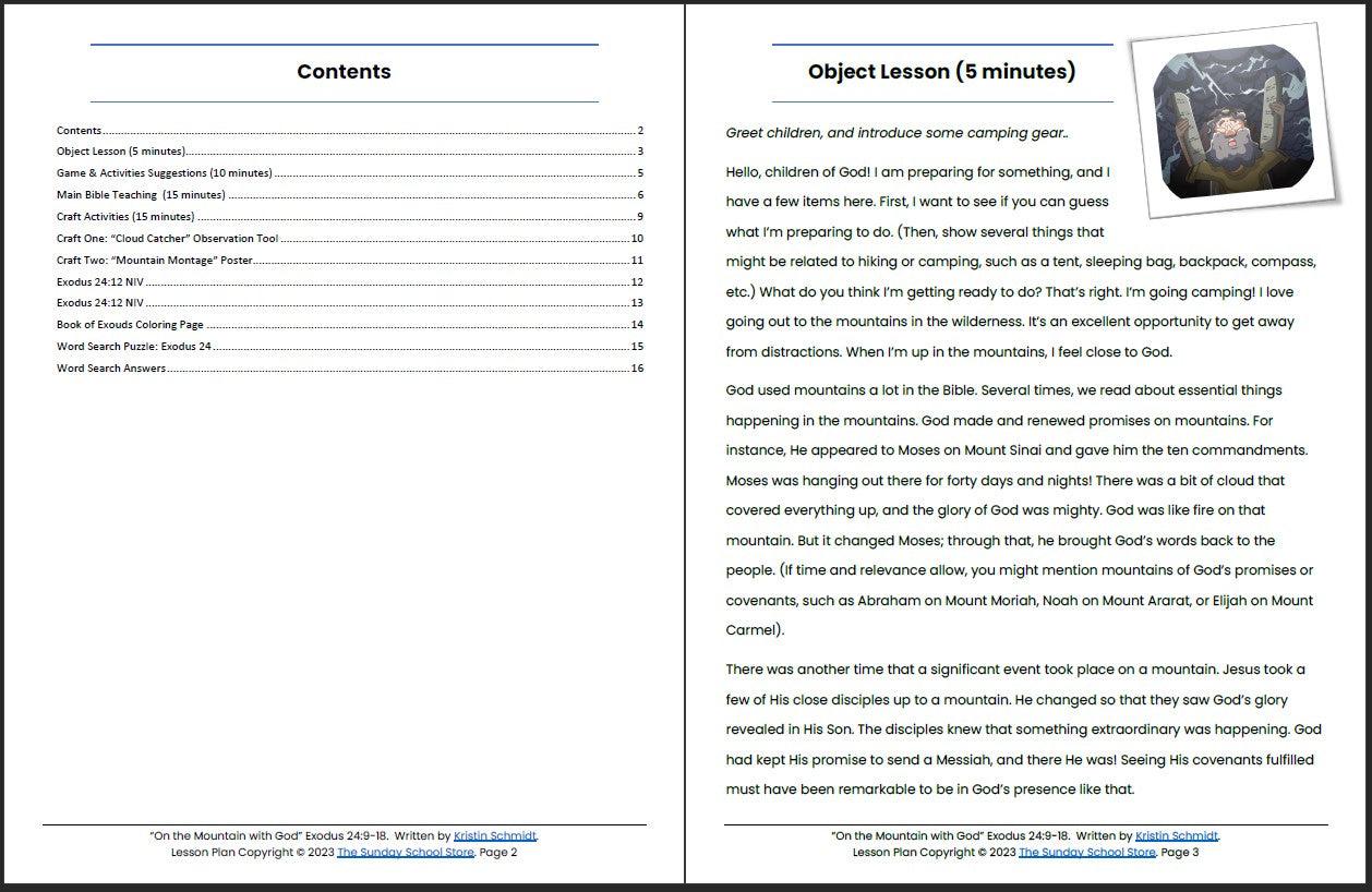 On the Mountain with God (Exodus 24:9-18) Printable Bible Lesson & Sunday School Activities