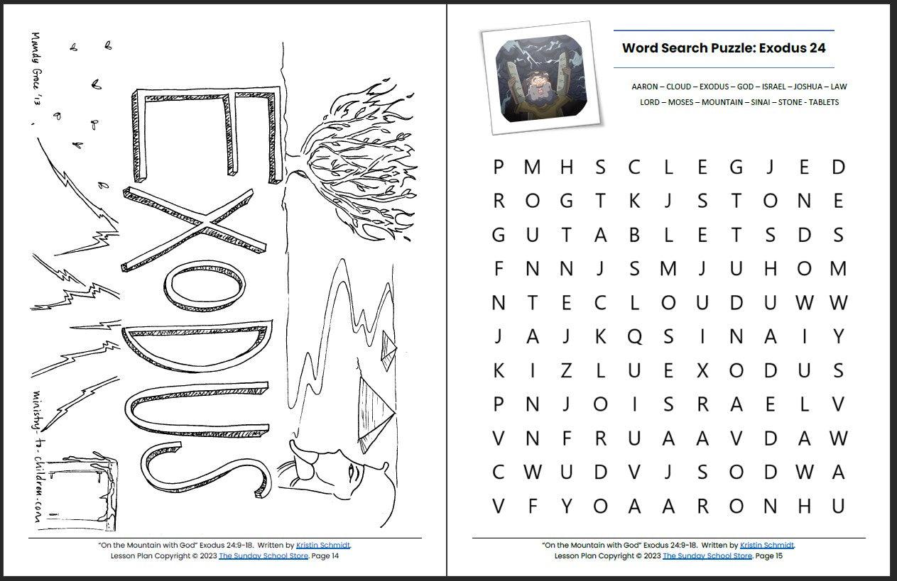 On the Mountain with God (Exodus 24:9-18) Printable Bible Lesson & Sun ...