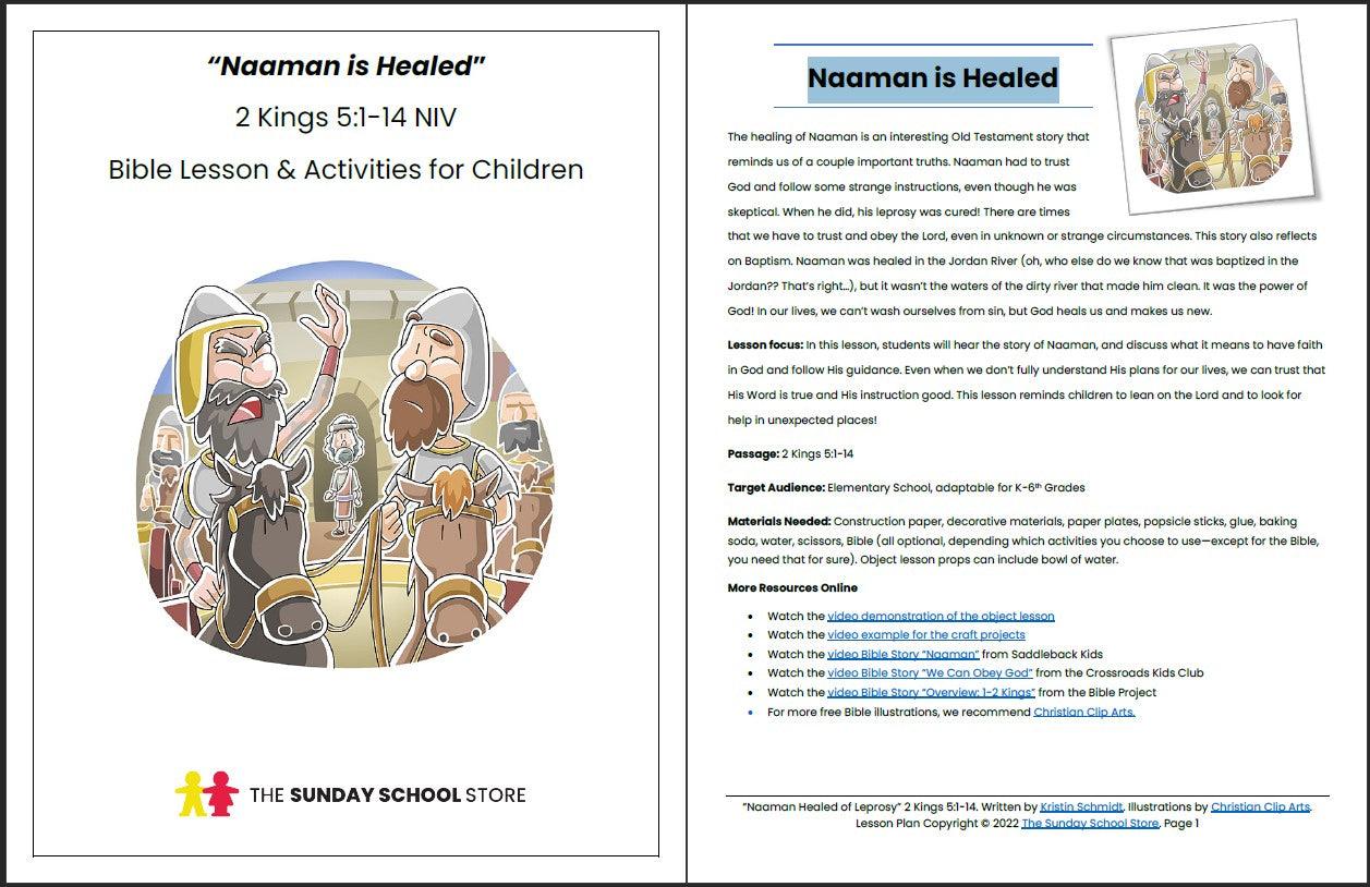 Naaman Healed (2 Kings 5:1-14) Printable Bible Lesson & Sunday School Activities - Sunday School Store 